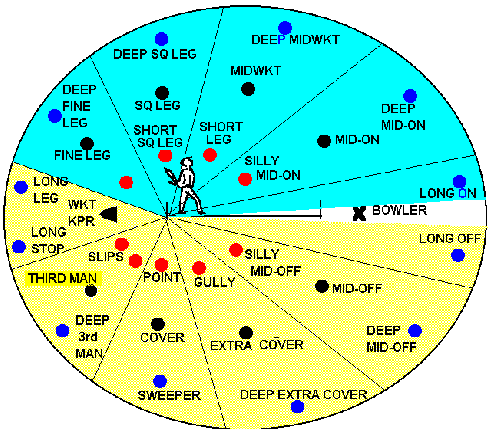 fielding positions in cricket. are located on the field,